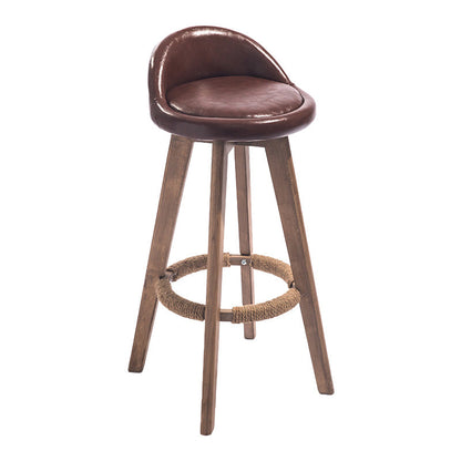Modern Rubberwood Indoor Stool Matte Finish Upholstered Bar Stools Brown 1 Piece Clearhalo 'Bar Furniture' 'Bar Stools' 'bar_stools' 'furn' 'furn_bar_stools' 'Furniture' 'furniture_bar_stools' 'Kitchen & Dining Furniture' 4961505