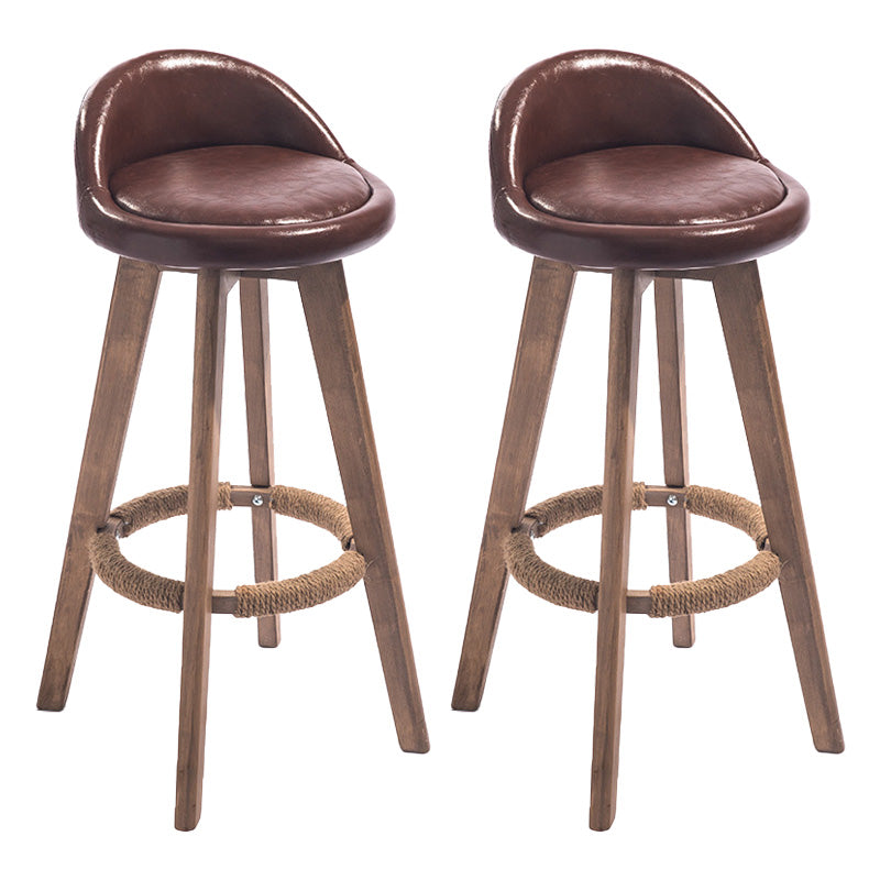Modern Rubberwood Indoor Stool Matte Finish Upholstered Bar Stools Brown 2 Piece Set Clearhalo 'Bar Furniture' 'Bar Stools' 'bar_stools' 'furn' 'furn_bar_stools' 'Furniture' 'furniture_bar_stools' 'Kitchen & Dining Furniture' 4961506