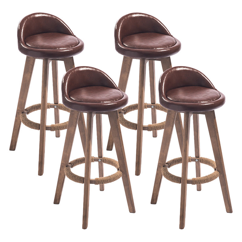 Modern Rubberwood Indoor Stool Matte Finish Upholstered Bar Stools Brown 4 Piece Set Clearhalo 'Bar Furniture' 'Bar Stools' 'bar_stools' 'furn' 'furn_bar_stools' 'Furniture' 'furniture_bar_stools' 'Kitchen & Dining Furniture' 4961507