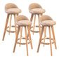 Modern Rubberwood Indoor Stool Matte Finish Upholstered Bar Stools Beige 4 Piece Set Clearhalo 'Bar Furniture' 'Bar Stools' 'bar_stools' 'furn' 'furn_bar_stools' 'Furniture' 'furniture_bar_stools' 'Kitchen & Dining Furniture' 4961513