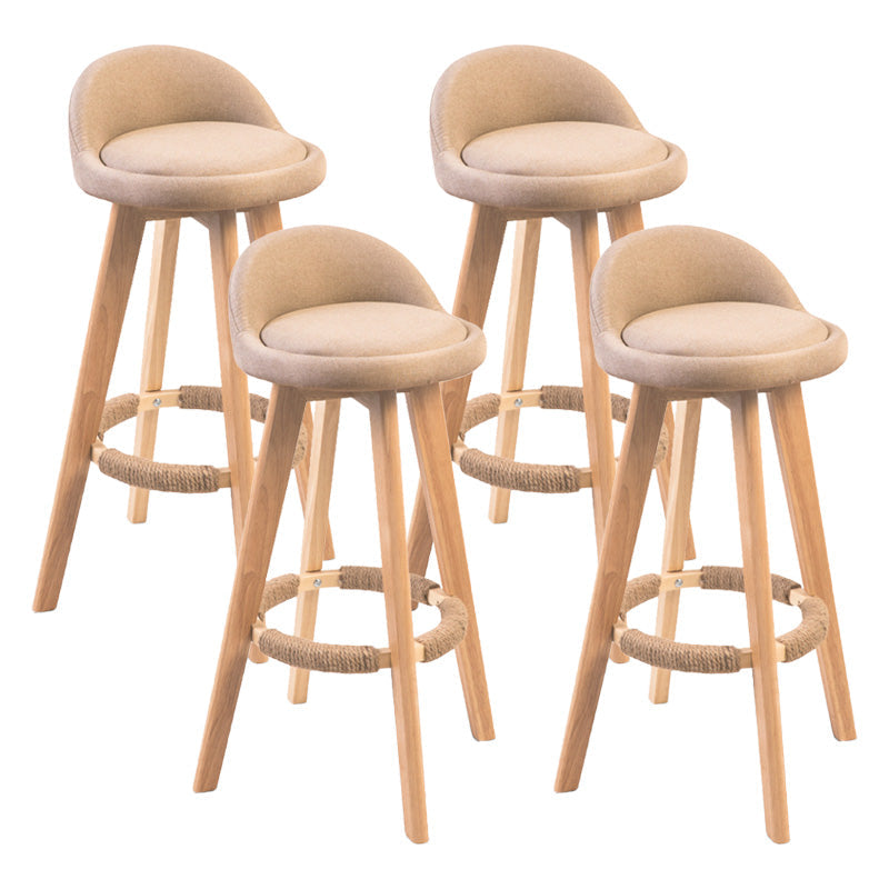Modern Rubberwood Indoor Stool Matte Finish Upholstered Bar Stools Beige 4 Piece Set Clearhalo 'Bar Furniture' 'Bar Stools' 'bar_stools' 'furn' 'furn_bar_stools' 'Furniture' 'furniture_bar_stools' 'Kitchen & Dining Furniture' 4961513