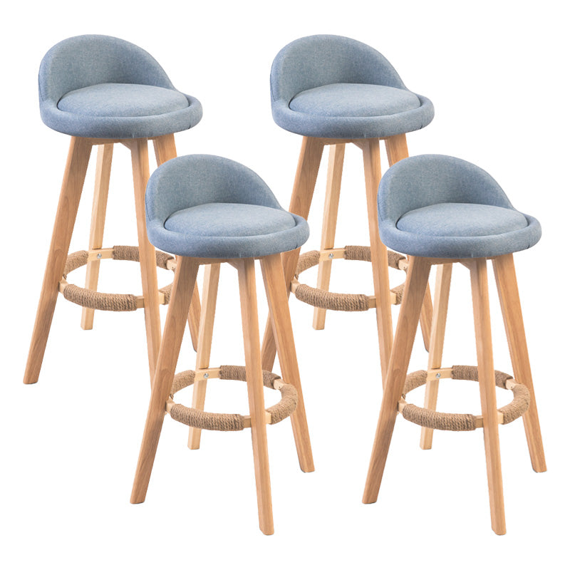 Modern Rubberwood Indoor Stool Matte Finish Upholstered Bar Stools Light Blue 4 Piece Set Clearhalo 'Bar Furniture' 'Bar Stools' 'bar_stools' 'furn' 'furn_bar_stools' 'Furniture' 'furniture_bar_stools' 'Kitchen & Dining Furniture' 4961516