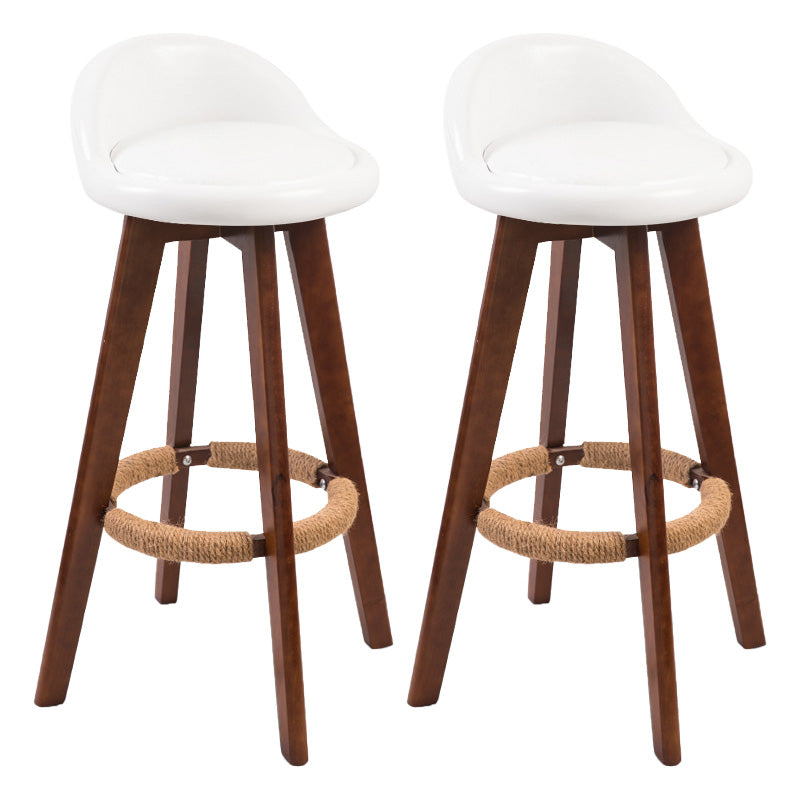 Modern Rubberwood Indoor Stool Matte Finish Upholstered Bar Stools White 2 Piece Set Clearhalo 'Bar Furniture' 'Bar Stools' 'bar_stools' 'furn' 'furn_bar_stools' 'Furniture' 'furniture_bar_stools' 'Kitchen & Dining Furniture' 4961517