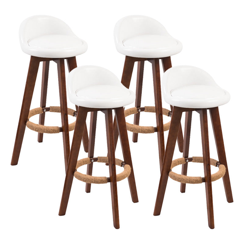 Modern Rubberwood Indoor Stool Matte Finish Upholstered Bar Stools White 4 Piece Set Clearhalo 'Bar Furniture' 'Bar Stools' 'bar_stools' 'furn' 'furn_bar_stools' 'Furniture' 'furniture_bar_stools' 'Kitchen & Dining Furniture' 4961518