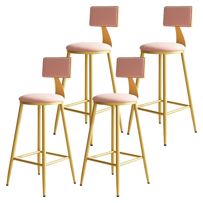 Home Matte Finish Upholstered Stools Glam Low Back Bar Stool Rose Bloom Set of 4 Counter Stool(26"H) Clearhalo 'Bar Furniture' 'Bar Stools' 'bar_stools' 'Furniture' 'furniture_bar_stools' 'Kitchen & Dining Furniture' 4961615