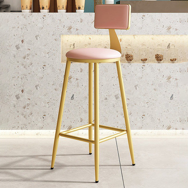 Home Matte Finish Upholstered Stools Glam Low Back Bar Stool Pink 1 Piece Bar Stool(30"H) Clearhalo 'Bar Furniture' 'Bar Stools' 'bar_stools' 'Furniture' 'furniture_bar_stools' 'Kitchen & Dining Furniture' 4961617