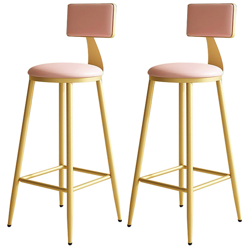 Home Matte Finish Upholstered Stools Glam Low Back Bar Stool Pink Set of 2 Bar Stool(30"H) Clearhalo 'Bar Furniture' 'Bar Stools' 'bar_stools' 'Furniture' 'furniture_bar_stools' 'Kitchen & Dining Furniture' 4961619