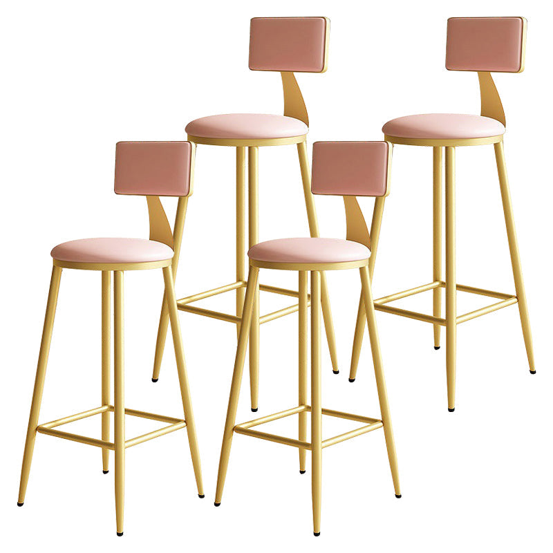 Home Matte Finish Upholstered Stools Glam Low Back Bar Stool Pink Set of 4 Bar Stool(30"H) Clearhalo 'Bar Furniture' 'Bar Stools' 'bar_stools' 'Furniture' 'furniture_bar_stools' 'Kitchen & Dining Furniture' 4961622