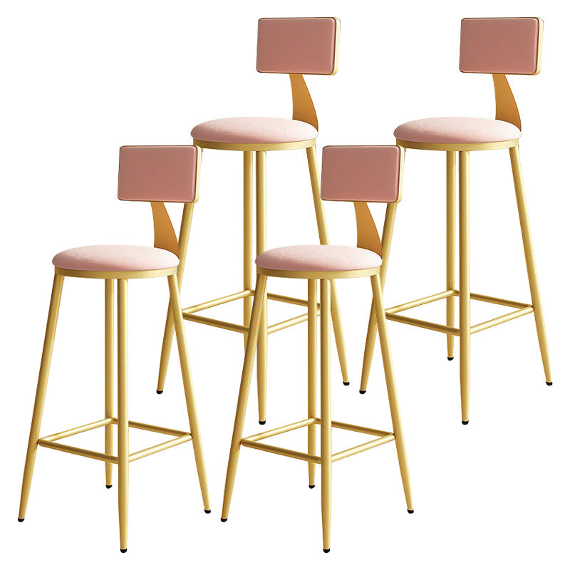 Home Matte Finish Upholstered Stools Glam Low Back Bar Stool Rose Bloom Set of 4 Bar Stool(30"H) Clearhalo 'Bar Furniture' 'Bar Stools' 'bar_stools' 'Furniture' 'furniture_bar_stools' 'Kitchen & Dining Furniture' 4961628