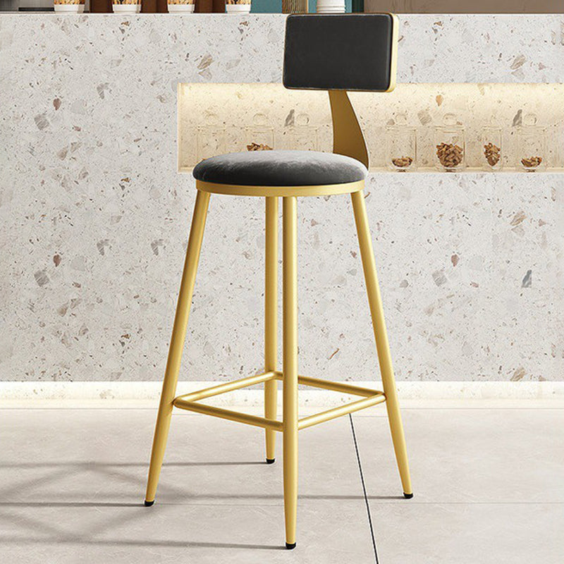 Home Matte Finish Upholstered Stools Glam Low Back Bar Stool Silver Gray 1 Piece Counter Stool(26"H) Clearhalo 'Bar Furniture' 'Bar Stools' 'bar_stools' 'Furniture' 'furniture_bar_stools' 'Kitchen & Dining Furniture' 4961629