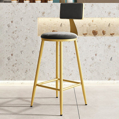 Home Matte Finish Upholstered Stools Glam Low Back Bar Stool Silver Gray 1 Piece Counter Stool(26"H) Clearhalo 'Bar Furniture' 'Bar Stools' 'bar_stools' 'Furniture' 'furniture_bar_stools' 'Kitchen & Dining Furniture' 4961629