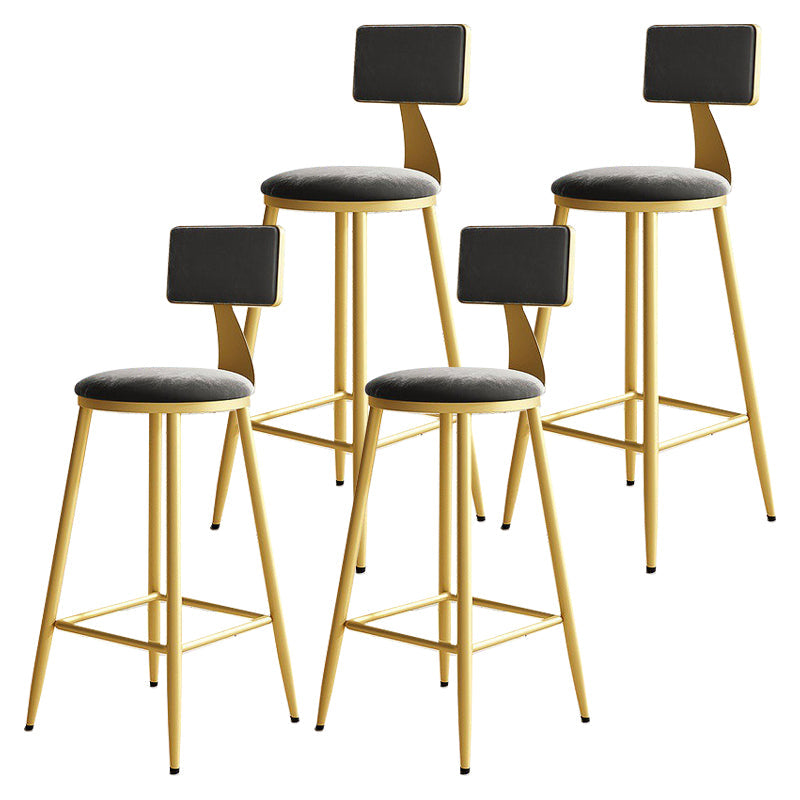 Home Matte Finish Upholstered Stools Glam Low Back Bar Stool Silver Gray Set of 4 Counter Stool(26"H) Clearhalo 'Bar Furniture' 'Bar Stools' 'bar_stools' 'Furniture' 'furniture_bar_stools' 'Kitchen & Dining Furniture' 4961632