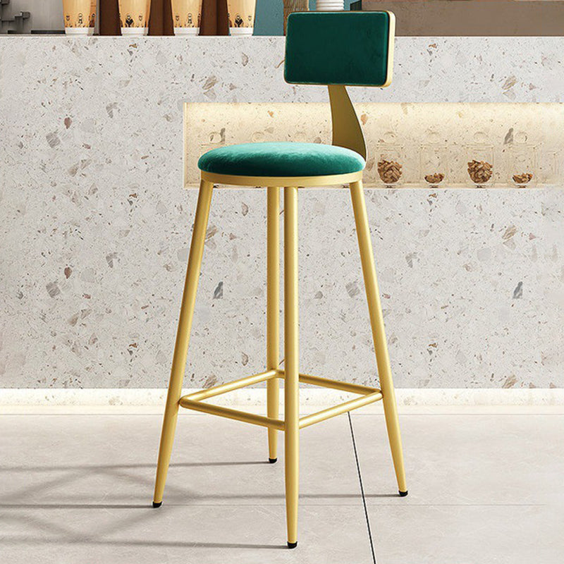 Home Matte Finish Upholstered Stools Glam Low Back Bar Stool Green 1 Piece Bar Stool(30"H) Clearhalo 'Bar Furniture' 'Bar Stools' 'bar_stools' 'Furniture' 'furniture_bar_stools' 'Kitchen & Dining Furniture' 4961633