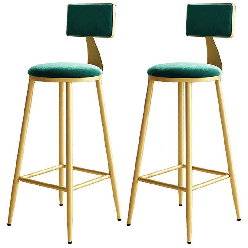 Home Matte Finish Upholstered Stools Glam Low Back Bar Stool Green Set of 2 Bar Stool(30"H) Clearhalo 'Bar Furniture' 'Bar Stools' 'bar_stools' 'Furniture' 'furniture_bar_stools' 'Kitchen & Dining Furniture' 4961634
