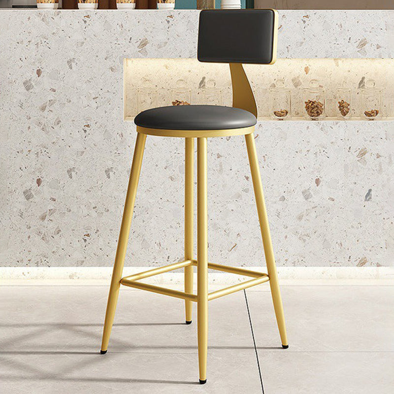 Home Matte Finish Upholstered Stools Glam Low Back Bar Stool Grey 1 Piece Counter Stool(26"H) Clearhalo 'Bar Furniture' 'Bar Stools' 'bar_stools' 'Furniture' 'furniture_bar_stools' 'Kitchen & Dining Furniture' 4961639