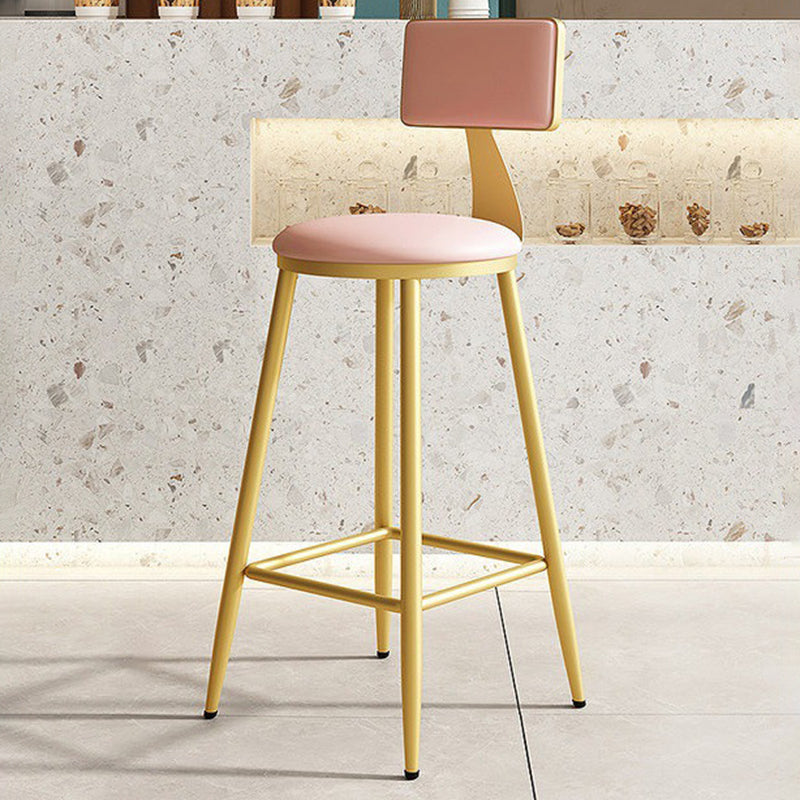 Home Matte Finish Upholstered Stools Glam Low Back Bar Stool Pink 1 Piece Counter Stool(26"H) Clearhalo 'Bar Furniture' 'Bar Stools' 'bar_stools' 'Furniture' 'furniture_bar_stools' 'Kitchen & Dining Furniture' 4961648