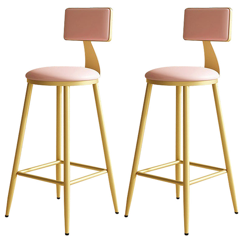 Home Matte Finish Upholstered Stools Glam Low Back Bar Stool Pink Set of 2 Counter Stool(26"H) Clearhalo 'Bar Furniture' 'Bar Stools' 'bar_stools' 'Furniture' 'furniture_bar_stools' 'Kitchen & Dining Furniture' 4961649
