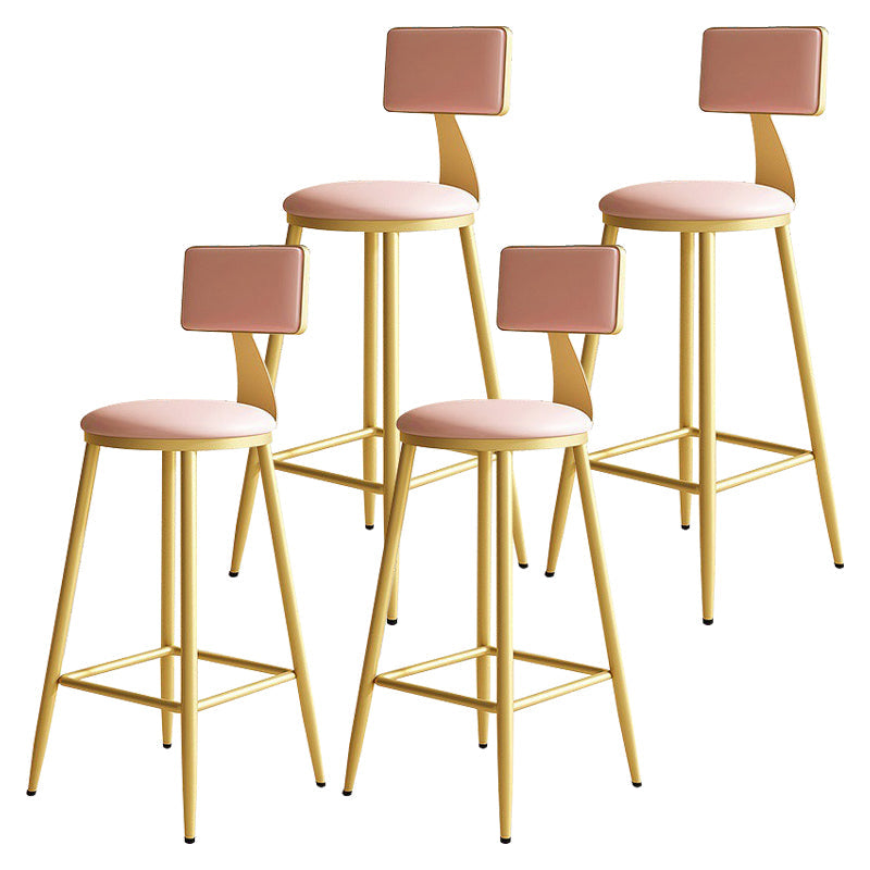 Home Matte Finish Upholstered Stools Glam Low Back Bar Stool Pink Set of 4 Counter Stool(26"H) Clearhalo 'Bar Furniture' 'Bar Stools' 'bar_stools' 'Furniture' 'furniture_bar_stools' 'Kitchen & Dining Furniture' 4961650