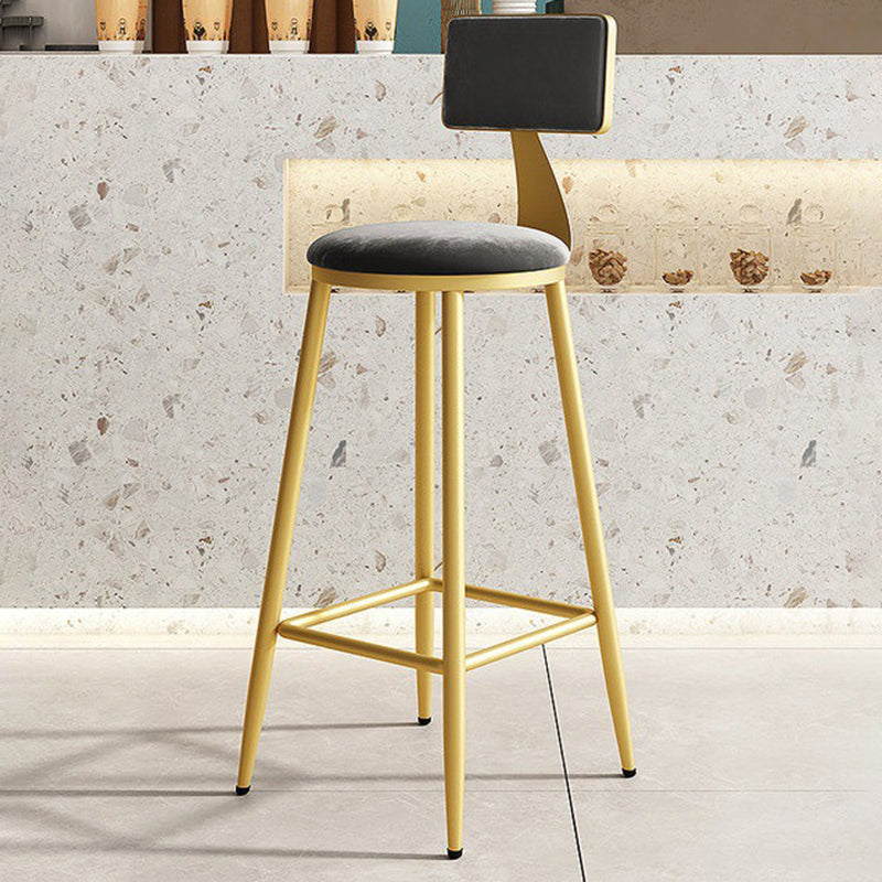 Home Matte Finish Upholstered Stools Glam Low Back Bar Stool Silver Gray 1 Piece Bar Stool(30"H) Clearhalo 'Bar Furniture' 'Bar Stools' 'bar_stools' 'Furniture' 'furniture_bar_stools' 'Kitchen & Dining Furniture' 4961651