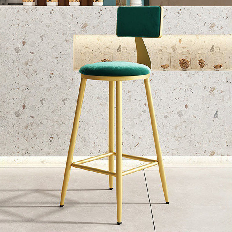 Home Matte Finish Upholstered Stools Glam Low Back Bar Stool Green 1 Piece Counter Stool(26"H) Clearhalo 'Bar Furniture' 'Bar Stools' 'bar_stools' 'Furniture' 'furniture_bar_stools' 'Kitchen & Dining Furniture' 4961657