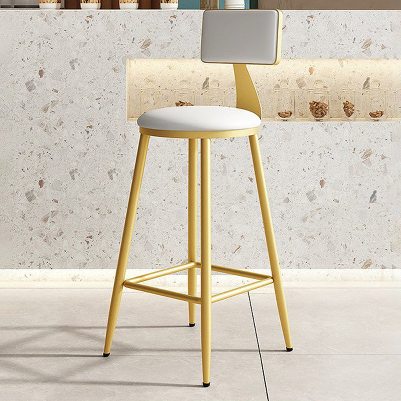 Home Matte Finish Upholstered Stools Glam Low Back Bar Stool White 1 Piece Counter Stool(26"H) Clearhalo 'Bar Furniture' 'Bar Stools' 'bar_stools' 'Furniture' 'furniture_bar_stools' 'Kitchen & Dining Furniture' 4961660