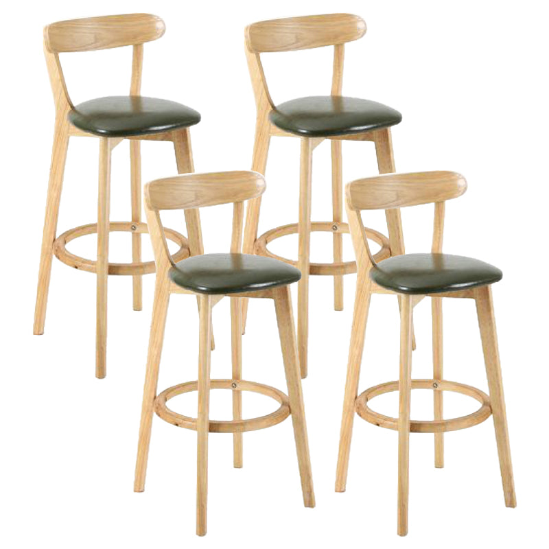 Contemporary Matte Finish Solid Wood Bar Stool Milk Tea Shop Footrest Stool Army Green Natural 4 Piece Set Clearhalo 'Bar Furniture' 'Bar Stools' 'bar_stools' 'furn' 'furn_bar_stools' 'Furniture' 'furniture_bar_stools' 'Kitchen & Dining Furniture' 4961730