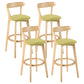 Contemporary Matte Finish Solid Wood Bar Stool Milk Tea Shop Footrest Stool Green Natural 4 Piece Set Clearhalo 'Bar Furniture' 'Bar Stools' 'bar_stools' 'furn' 'furn_bar_stools' 'Furniture' 'furniture_bar_stools' 'Kitchen & Dining Furniture' 4961732