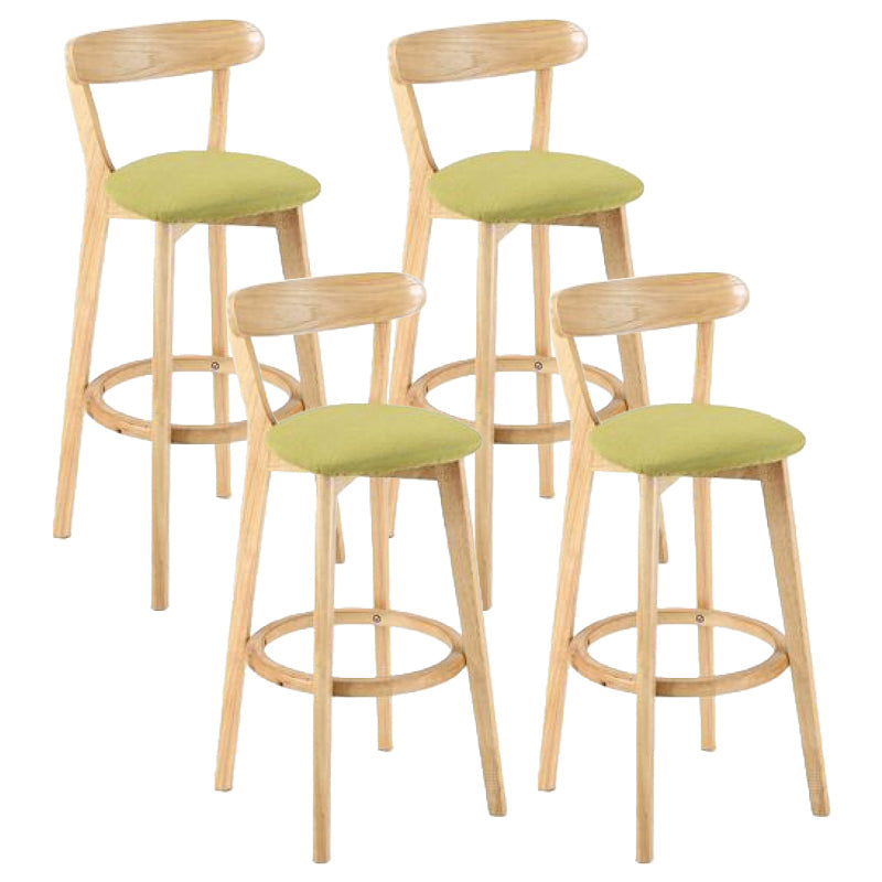 Contemporary Matte Finish Solid Wood Bar Stool Milk Tea Shop Footrest Stool Green Natural 4 Piece Set Clearhalo 'Bar Furniture' 'Bar Stools' 'bar_stools' 'furn' 'furn_bar_stools' 'Furniture' 'furniture_bar_stools' 'Kitchen & Dining Furniture' 4961732