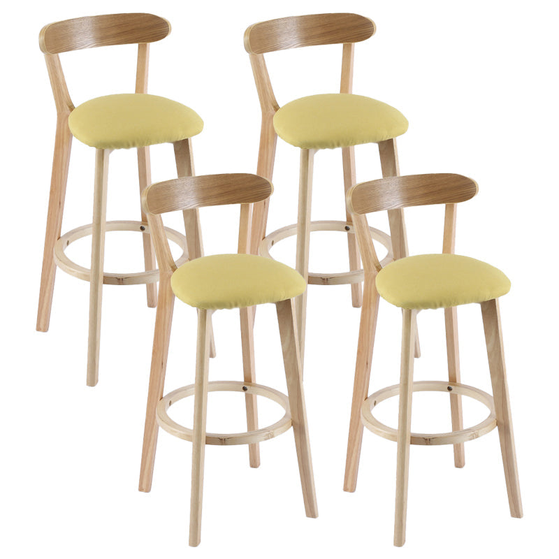 Contemporary Matte Finish Solid Wood Bar Stool Milk Tea Shop Footrest Stool Yellow Natural 4 Piece Set Clearhalo 'Bar Furniture' 'Bar Stools' 'bar_stools' 'furn' 'furn_bar_stools' 'Furniture' 'furniture_bar_stools' 'Kitchen & Dining Furniture' 4961736