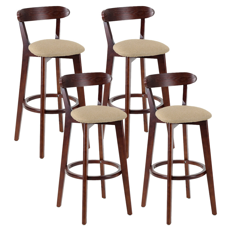 Contemporary Matte Finish Solid Wood Bar Stool Milk Tea Shop Footrest Stool Khaki Brown 4 Piece Set Clearhalo 'Bar Furniture' 'Bar Stools' 'bar_stools' 'furn' 'furn_bar_stools' 'Furniture' 'furniture_bar_stools' 'Kitchen & Dining Furniture' 4961738