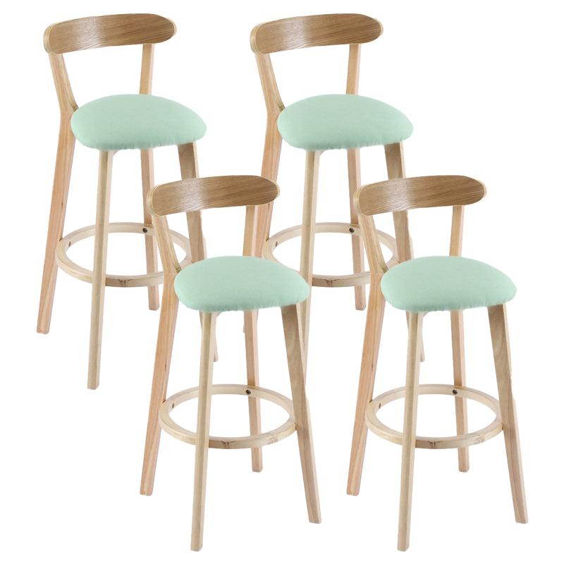 Contemporary Matte Finish Solid Wood Bar Stool Milk Tea Shop Footrest Stool Light Green Natural 4 Piece Set Clearhalo 'Bar Furniture' 'Bar Stools' 'bar_stools' 'furn' 'furn_bar_stools' 'Furniture' 'furniture_bar_stools' 'Kitchen & Dining Furniture' 4961740