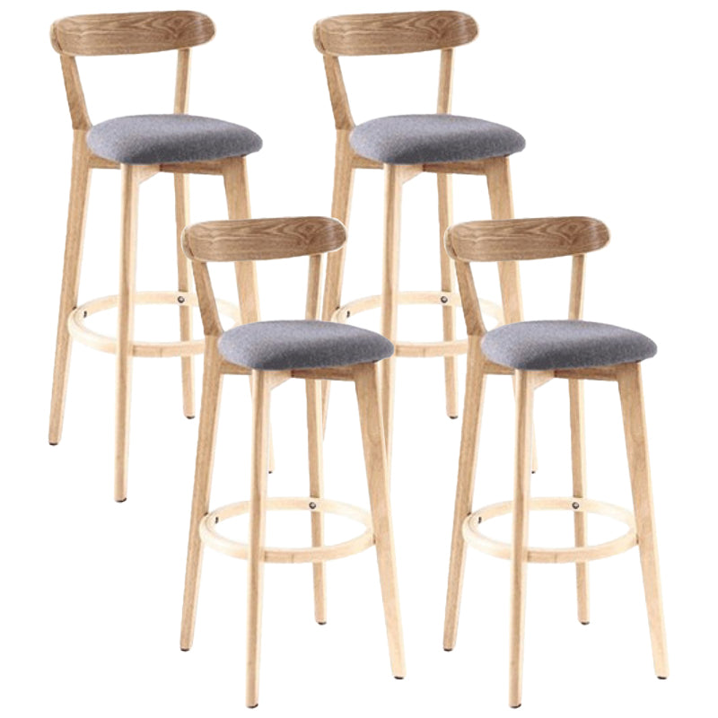 Contemporary Matte Finish Solid Wood Bar Stool Milk Tea Shop Footrest Stool Grey Natural 4 Piece Set Clearhalo 'Bar Furniture' 'Bar Stools' 'bar_stools' 'furn' 'furn_bar_stools' 'Furniture' 'furniture_bar_stools' 'Kitchen & Dining Furniture' 4961744