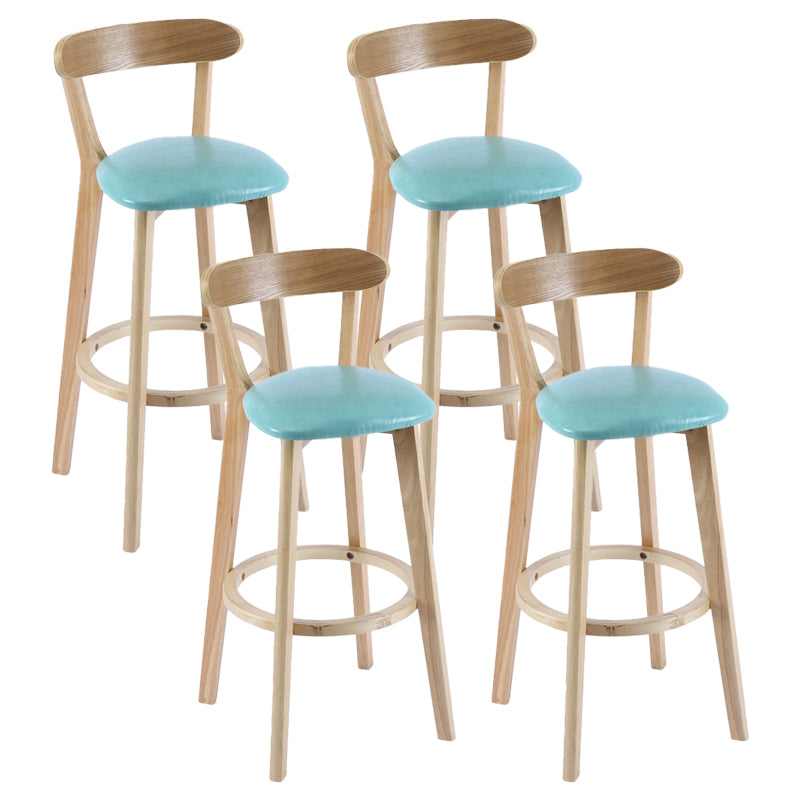 Contemporary Matte Finish Solid Wood Bar Stool Milk Tea Shop Footrest Stool Aqua Natural 4 Piece Set Clearhalo 'Bar Furniture' 'Bar Stools' 'bar_stools' 'furn' 'furn_bar_stools' 'Furniture' 'furniture_bar_stools' 'Kitchen & Dining Furniture' 4961745
