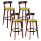 Contemporary Matte Finish Solid Wood Bar Stool Milk Tea Shop Footrest Stool Yellow Brown 4 Piece Set Clearhalo 'Bar Furniture' 'Bar Stools' 'bar_stools' 'furn' 'furn_bar_stools' 'Furniture' 'furniture_bar_stools' 'Kitchen & Dining Furniture' 4961748