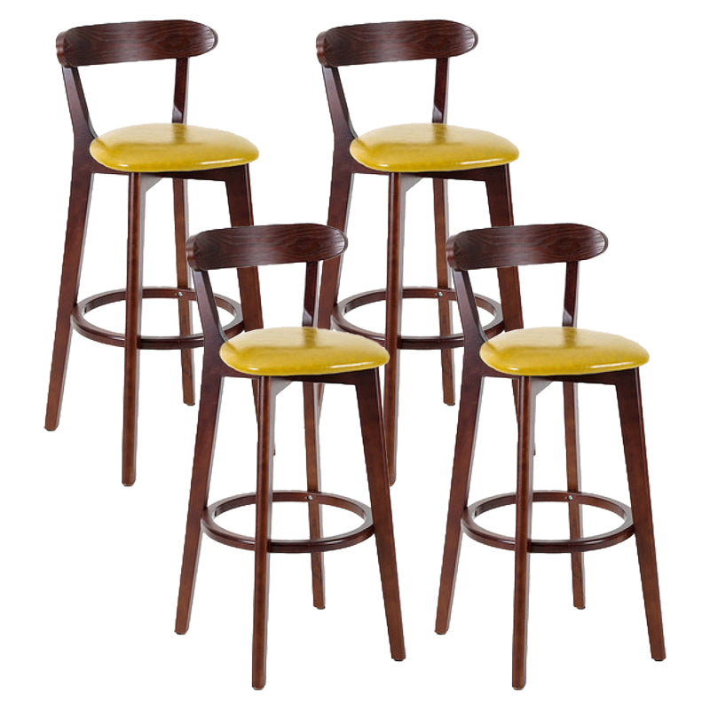 Contemporary Matte Finish Solid Wood Bar Stool Milk Tea Shop Footrest Stool Yellow Brown 4 Piece Set Clearhalo 'Bar Furniture' 'Bar Stools' 'bar_stools' 'furn' 'furn_bar_stools' 'Furniture' 'furniture_bar_stools' 'Kitchen & Dining Furniture' 4961748