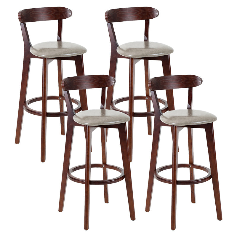 Contemporary Matte Finish Solid Wood Bar Stool Milk Tea Shop Footrest Stool Grey Brown 4 Piece Set Clearhalo 'Bar Furniture' 'Bar Stools' 'bar_stools' 'furn' 'furn_bar_stools' 'Furniture' 'furniture_bar_stools' 'Kitchen & Dining Furniture' 4961749