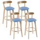 Contemporary Matte Finish Solid Wood Bar Stool Milk Tea Shop Footrest Stool Blue Natural 4 Piece Set Clearhalo 'Bar Furniture' 'Bar Stools' 'bar_stools' 'furn' 'furn_bar_stools' 'Furniture' 'furniture_bar_stools' 'Kitchen & Dining Furniture' 4961751