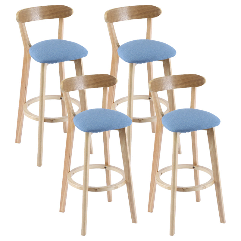Contemporary Matte Finish Solid Wood Bar Stool Milk Tea Shop Footrest Stool Blue Natural 4 Piece Set Clearhalo 'Bar Furniture' 'Bar Stools' 'bar_stools' 'furn' 'furn_bar_stools' 'Furniture' 'furniture_bar_stools' 'Kitchen & Dining Furniture' 4961751
