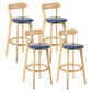 Contemporary Matte Finish Solid Wood Bar Stool Milk Tea Shop Footrest Stool Dark Blue Natural 4 Piece Set Clearhalo 'Bar Furniture' 'Bar Stools' 'bar_stools' 'furn' 'furn_bar_stools' 'Furniture' 'furniture_bar_stools' 'Kitchen & Dining Furniture' 4961753