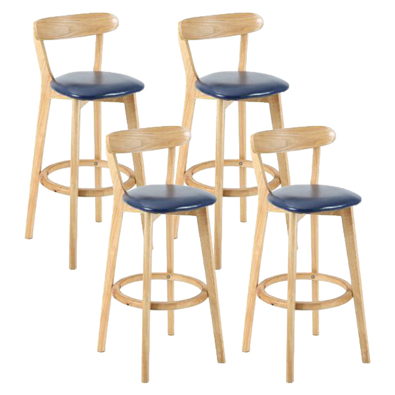 Contemporary Matte Finish Solid Wood Bar Stool Milk Tea Shop Footrest Stool Dark Blue Natural 4 Piece Set Clearhalo 'Bar Furniture' 'Bar Stools' 'bar_stools' 'furn' 'furn_bar_stools' 'Furniture' 'furniture_bar_stools' 'Kitchen & Dining Furniture' 4961753