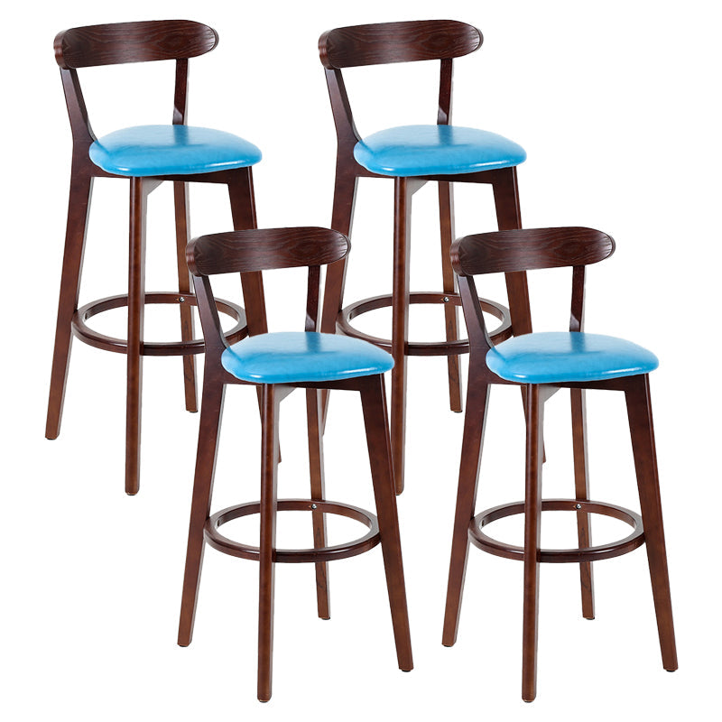 Contemporary Matte Finish Solid Wood Bar Stool Milk Tea Shop Footrest Stool Sky Blue Brown 4 Piece Set Clearhalo 'Bar Furniture' 'Bar Stools' 'bar_stools' 'furn' 'furn_bar_stools' 'Furniture' 'furniture_bar_stools' 'Kitchen & Dining Furniture' 4961754