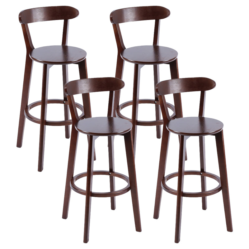 Contemporary Matte Finish Solid Wood Bar Stool Milk Tea Shop Footrest Stool Wood Brown 4 Piece Set Clearhalo 'Bar Furniture' 'Bar Stools' 'bar_stools' 'furn' 'furn_bar_stools' 'Furniture' 'furniture_bar_stools' 'Kitchen & Dining Furniture' 4961756