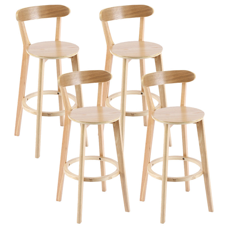 Contemporary Matte Finish Solid Wood Bar Stool Milk Tea Shop Footrest Stool Wood Natural 4 Piece Set Clearhalo 'Bar Furniture' 'Bar Stools' 'bar_stools' 'furn' 'furn_bar_stools' 'Furniture' 'furniture_bar_stools' 'Kitchen & Dining Furniture' 4961757