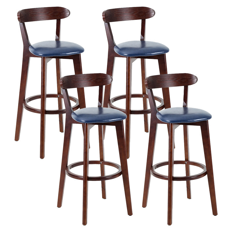 Contemporary Matte Finish Solid Wood Bar Stool Milk Tea Shop Footrest Stool Dark Blue Brown 4 Piece Set Clearhalo 'Bar Furniture' 'Bar Stools' 'bar_stools' 'furn' 'furn_bar_stools' 'Furniture' 'furniture_bar_stools' 'Kitchen & Dining Furniture' 4961759
