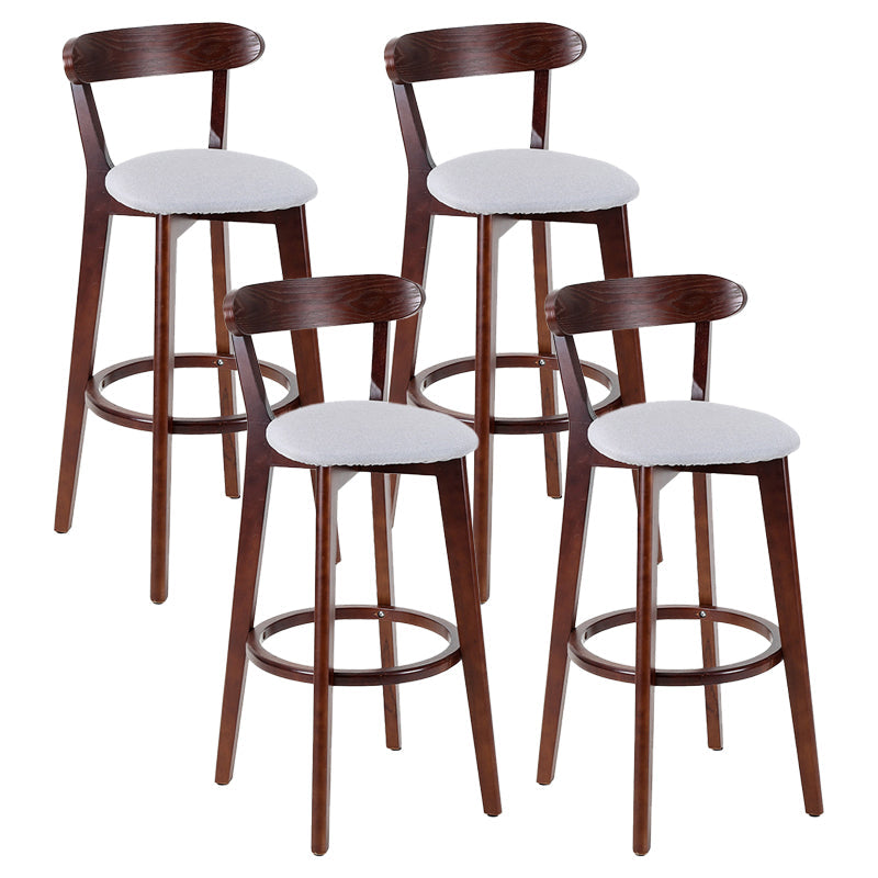 Contemporary Matte Finish Solid Wood Bar Stool Milk Tea Shop Footrest Stool Light Gray Brown 4 Piece Set Clearhalo 'Bar Furniture' 'Bar Stools' 'bar_stools' 'furn' 'furn_bar_stools' 'Furniture' 'furniture_bar_stools' 'Kitchen & Dining Furniture' 4961760