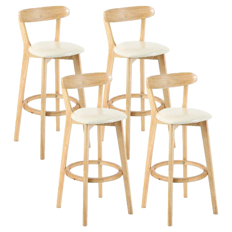 Contemporary Matte Finish Solid Wood Bar Stool Milk Tea Shop Footrest Stool White Natural 4 Piece Set Clearhalo 'Bar Furniture' 'Bar Stools' 'bar_stools' 'furn' 'furn_bar_stools' 'Furniture' 'furniture_bar_stools' 'Kitchen & Dining Furniture' 4961761
