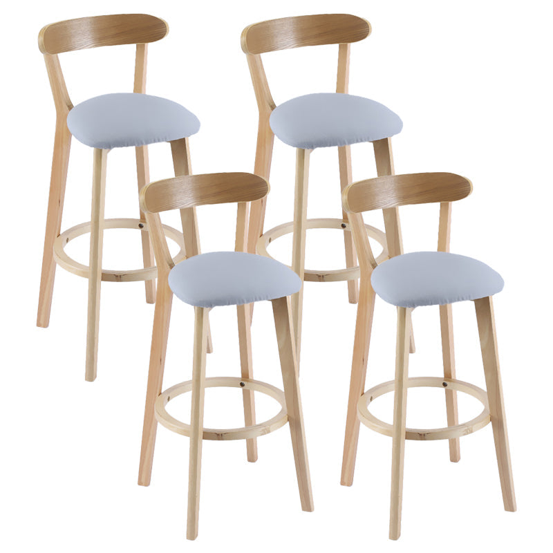 Contemporary Matte Finish Solid Wood Bar Stool Milk Tea Shop Footrest Stool Light Gray Natural 4 Piece Set Clearhalo 'Bar Furniture' 'Bar Stools' 'bar_stools' 'furn' 'furn_bar_stools' 'Furniture' 'furniture_bar_stools' 'Kitchen & Dining Furniture' 4961762