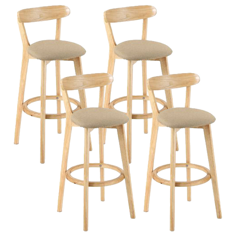 Contemporary Matte Finish Solid Wood Bar Stool Milk Tea Shop Footrest Stool Khaki Natural 4 Piece Set Clearhalo 'Bar Furniture' 'Bar Stools' 'bar_stools' 'furn' 'furn_bar_stools' 'Furniture' 'furniture_bar_stools' 'Kitchen & Dining Furniture' 4961763