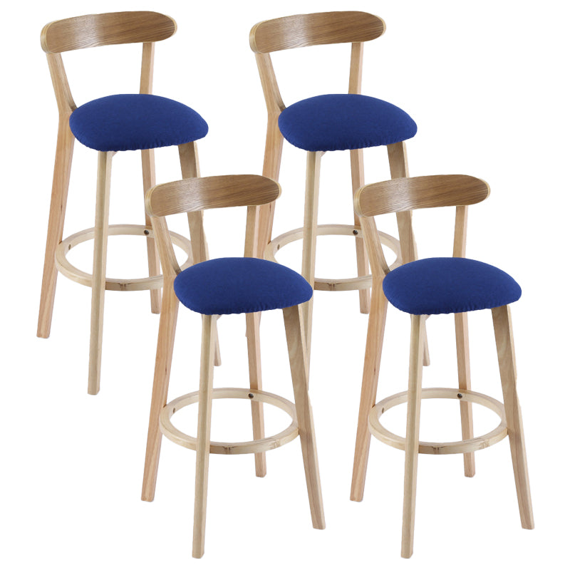 Contemporary Matte Finish Solid Wood Bar Stool Milk Tea Shop Footrest Stool Royal Blue Natural 4 Piece Set Clearhalo 'Bar Furniture' 'Bar Stools' 'bar_stools' 'furn' 'furn_bar_stools' 'Furniture' 'furniture_bar_stools' 'Kitchen & Dining Furniture' 4961764