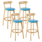Contemporary Matte Finish Solid Wood Bar Stool Milk Tea Shop Footrest Stool Sky Blue Natural 4 Piece Set Clearhalo 'Bar Furniture' 'Bar Stools' 'bar_stools' 'furn' 'furn_bar_stools' 'Furniture' 'furniture_bar_stools' 'Kitchen & Dining Furniture' 4961765